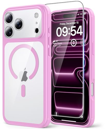TAURI für iPhone 17 Pro Hülle 6,3 mit Schutzfolie - Rosa | Kompatibel mit MagSafe, Vollständiger Kameraschutz, Stoßfest Militärstandard Magnetisch Handyhülle