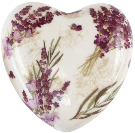 Floristik24 Keramik Deko Herz Lavendel Vintage Tischdekoration 8,5cm 3er Set, 3 Stück