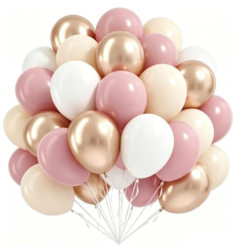 Dusty Pink Gold Luftballons 30,5 cm Latex Retro Altrosa Weiß Beige Champagner Gold Luftballons Set für Geburtstag Boho Hochzeit Verlobung Party Dekorationen