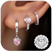 Diamday 3 Paar Ohrringe Creolen Silber für Damen Mädchen Ohrringe Silber 925 Hängend Posten Kinder Ohrring Zirkonia Herz Creolen Schmetterlingen Hypoallergen Weihnachten Knorpel Ohrring Set