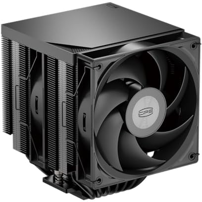 CPS RT720 TC BK Dissipatore ad Aria CPU a Doppia Torre, 7×6mm Heatpipe, Ventola PWM Idraulica da 120mm, Pile di Alette Ondulate, Compatibile con Intel LGA1851/1700 & AMD AM5