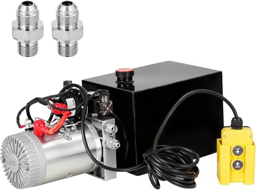 Garvee Unité Hydraulique Industrielle Double Effet 12V, Pompe Hydraulique Avec Réservoir Acier, Adaptée Pour Remorque Benne, Levage Véhicule Et Équipements Industriels