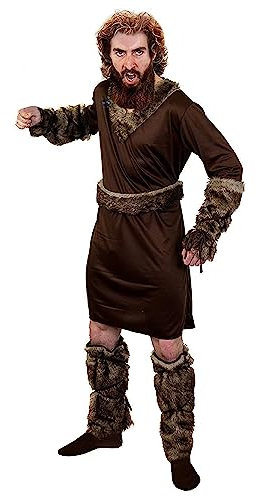 Mens Viking Medieval Costume - Large - Brown Viking Costume With Belt, Bootcovers & Armcovers - Perfect for Medievil Viking Dress Up and Other Fancy Dress Events