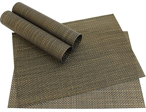 matches21 Tischset Platzset ELEGANCE edle Platzmatten 4er Set gold schwarz gewebt/Kunststoff 45x30 cm abwaschbar/erhältlich in vielen aufregenden Farben Platzdeckchen vom Tischwäsche Spezialist