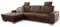 Cavadore Ecksofa Puccino mit Federkern, verstellbarer Sitztiefe und 2 Kopfstützen / Sofa in L-Form im Landhaus Design / 281 x 86 x 178 cm / Mikrofaser braun