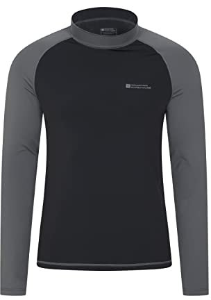 Mountain Warehouse Mens Long Sleeves Rash Vest - Quick Drying Rash Guard, Prevents Chafing, UPF50+ Sun Protection with Flat Seams - Spring Summer, Swimming & Surfing Dark Grey L