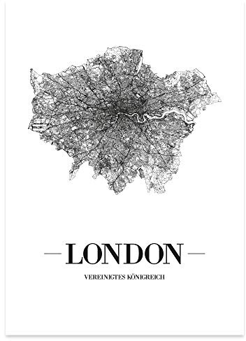 JUNIWORDS Stadtposter - Wähle Deine Stadt - London - 40 x 60 cm Poster - Schrift A - Weiß
