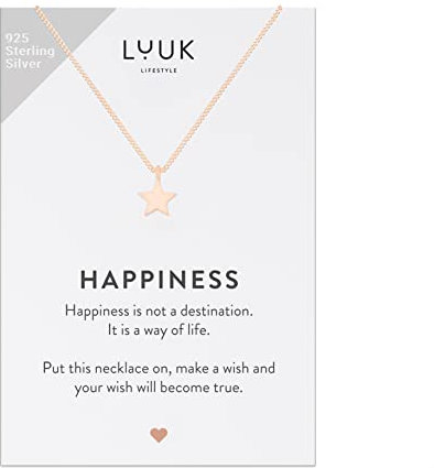 LUUK LIFESTYLE Halskette mit Stern Anhänger, 925er Sterlingsilber, schickes und trendiges Schmuckstück für einen frischen und modernen Look, Geschenk zum Valentinstag, Geburtstag, Damenmode, rosa