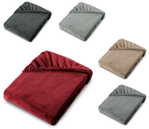 aqua-textil Feelwell Spannbettlaken 200 x 200 cm Bordeaux rot Coral Fleece Spannbetttuch Mikrofaser Laken