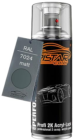 TRISTARcolor RAL 7024 Graphitgrau mate Bote de spray acrílico de 2 componentes aerosol pintura en spray 400 ml secado rápido