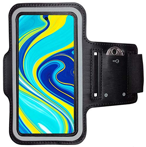 Bolsa de Brazo CoverKingz para Xiaomi Redmi Note 9S - Muñequera Deportiva con Bolsillo para Llaves para Hacer Footing - Muñequera para el teléfono móvil de la Manta de Correr, de Color Negro