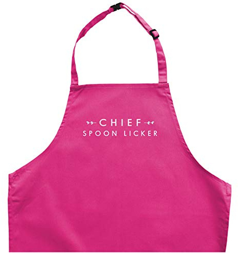 Chief Spoon Licker Apron (Child) | To Keep Your Little Baker Clean | Matching Adult Sizes Also Available | 5 Colours | Adjustable Fit With Safety Release (Pink, Junior)