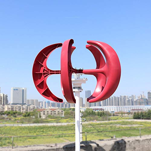 Vertikale Windturbine 400W Windkraftanlage 12V 24V Achsen-Windgenerator mit Controller für Hausgebrauch, Windmühlen ohne Strom (12V – rot)