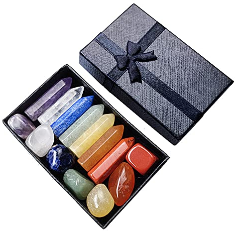 AITELEI Chakra Crystal Stones Healing Kit, Guérison Cristal Baguettes Cristaux Points Reiki, 7 Chakra Ensemble Pierres Tombées Reiki Chakra Méditation Thérapie