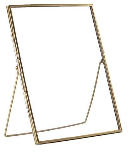 Nicola Spring Rose Gold Metal Photo Frames - Pack of 5, Fits 8 x 10 (20 x 25cm) - Portrait Orientation, Freestanding, Floating Style, Crystal-Clear Glass, Chic Glam Design