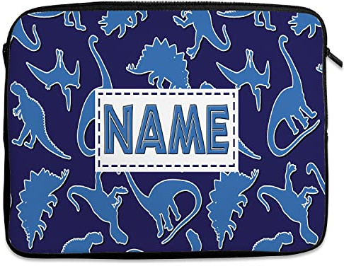 Personalised Dinosaur Tablet Sleeve Laptop Case Boys iPad Zip Pouch Protective Carry Travel Bag Dino KK27 (7 - 10)