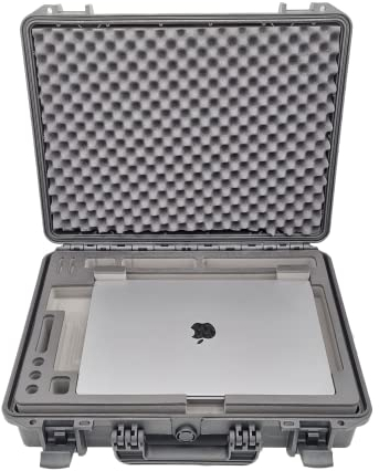 Professioneller Outdoor Transportkoffer für Apple MacBook Pro 13-16 Zoll - Made in Germany - passgenau - extrem sicher und stabil (14 Zoll)
