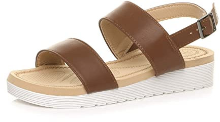 AJVANI Womens ladies low wedge heel slingback buckle strappy flatform sandals size 4 37