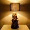 AquaOne Lampe Natur I Holzlampe Stehlampe Tischlampe Naturholz Rustikal I Holz Möbel Deko Stehleuchte I Handarbeit mit Unikat Wurzel I Lampenschirm in schwarz (Tokio)