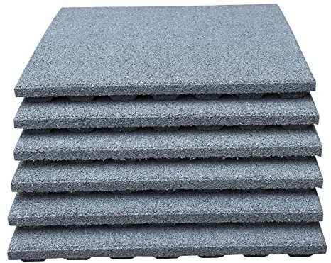 LANDGRID 6X Fallschutzmatten 50x50x4cm Grau Fitnessmatte Bodenmatte Sportmatte Yoga Turnplatte Indoor Workout