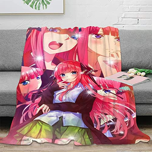 The Quintessential Quintuplets Nakano Nino Anime 3D-Digitaldruck Flanell Ultraweiche Micro-Fleece-Decke Pflegeleicht