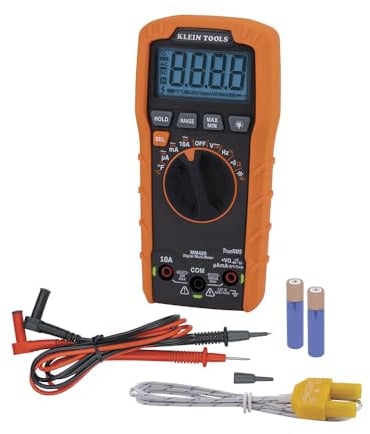 Klein Tools Multimetro digitale MM420, multimetro TRMS Auto-Ranging, tensione 600V AC/DC, corrente CA/CC 10A, resistenza 50 MOhm, arancione/nero