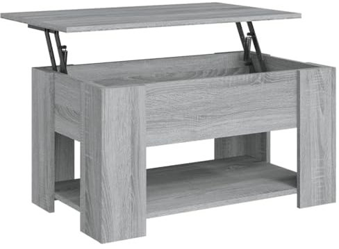 vidaXL Couchtisch Höhenverstellbar Kaffeetisch Wohnzimmertisch Beistelltisch Sofatisch mit Stauraum Grau Sonoma 79x49x41cm Holzwerkstoff