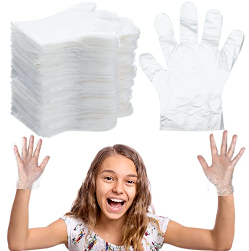 2000 Pcs Disposable Gloves for Kids Multipurpose Gloves Clear Cooking Gloves PE Food Service Gloves Disposable Kids Gloves Disposable for Children Food Prep Crafting Painting Playing Gardening