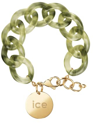 ICE Jewellery - Chain Bracelet - Opaline green - Kettenarmband mit XL-Maschen für Frauen, geschlossen mit einer goldenen Medaille (021229)