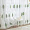 MIULEE Wohnzimmer Vorhänge Transparent mit Grün und Weiss Blätter Muster, Modern Stickerei Gardinen Ösen für Schlafzimmer Deko, 2er Set Schöne Blätter Muster Vorhang Fenster H 225 x B 140