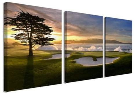 Kieselstein-Strand-Golfplatz-Wandkunstdrucke, Golf-Wanddekoration für Wohnzimmer, Schlafzimmer, Heimdekoration, Golfclub-Bilder, Poster, Leinwanddruck, gerahmtes Kunstwerk, fertig zum Aufhängen, 50,8