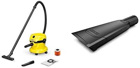 Bundle of Kärcher Wet & Dry Vacuum Cleaner WD 2 Plus, blowing function, power: 1000w, plastic container: 12 l, suction hose: 1.8 m, incl. cartridge filter + Kärcher Wet & Dry Vacuum Car Nozzle
