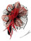 kawehiop Vintage Damen Plume Fascinator Retro Style Mesh Schleier Stirnband Haarnadel Damen Haar Kopfbedeckung für Party Kirche, Schwarz+rot