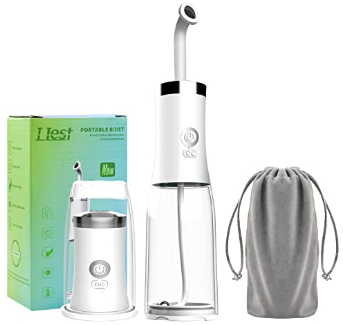 LLest Portable Travel Bidet, Electric Rechargeable Handheld Bidet Sprayer, 4 Pressure Options, White, Silicone & ABS Material, Essentials for Postpartum/Perineal/Hemorrhoid Care