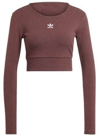 adidas Originals womens Essentials Rib Long Sleeve T-shirt, Shadow Brown, XL
