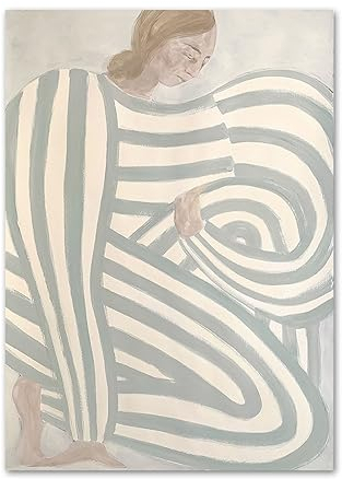 LVTFCO Sofia Lind Poster und Drucke, gestreifte Pyjamas, Mädchen, Leinwand, Wandkunst, Sofia Lind Gemälde, Sofia Lind Bild für Zuhause, Wanddekoration, 50 x 70 cm x 1, ohne Rahmen