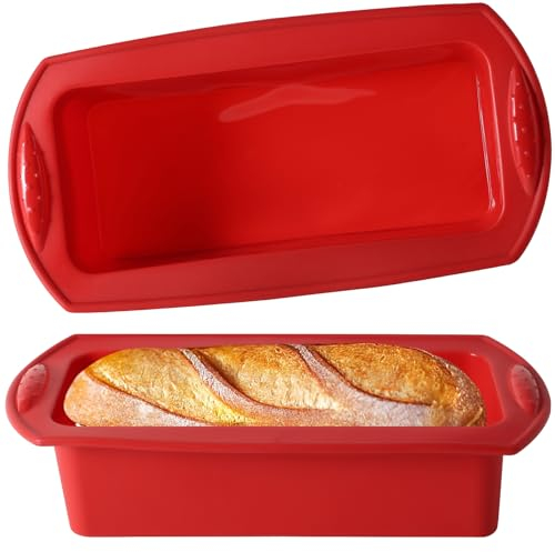WUFANC Juego de 2 moldes de silicona antiadherentes para hornear pan y pan de 27,5 x 21,5 x 6,5 cm