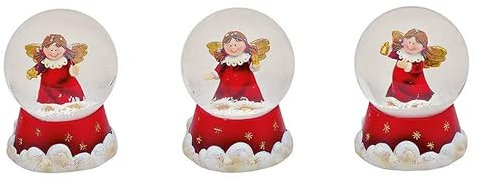 3 Stück Schneekugel Weihnachten Engel Deko Figuren 4x6x4 cm