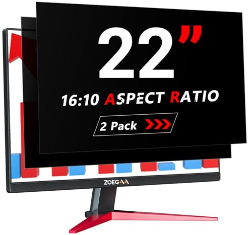 ZOEGAA 2 Stück Blickschutzfolie 22 Zoll Monitor 16:10 Entwickelt und Produziert Fabrik,Abnehmbar und Anti-Blaulicht Blickschutzfilter 22 Zoll Monitor für HP Dell Acer Asus Samsung Lenovo