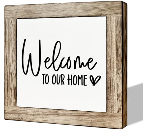Welcome Sign, Wooden Box Signs for Home Decor, Freestanding Welcome Decor Sign, Farmhouse Decor for Entryway, Front Door Decortion, Housewarming Tabletop Decortion