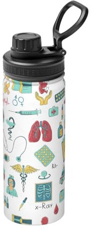 ZISHAK Abstraktion Biologie Chemie 4 Ultimative Isolierte Sport Wasserflasche Premium Edelstahl Tasse für Wärmespeicherung