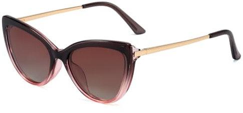 kachawoo Occhiali da sole magnetici clip on polarizzati anti-luce blu lenti donna TR90 montatura occhiali gatto occhio, Telaio grigio e rosa, L