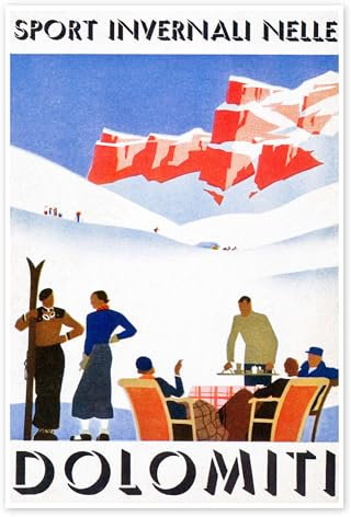 Dolomiti Poster von Vintage Ski Collection 20 x 30 cm Bunt Wandbilder Wanddeko