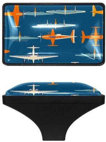 CWAGFEQZ 4-Pc,Rechteckige Küchenschrankgriffe,Knöpfe für Schränke und Schubladen,Badezimmerschrankknöpfe,Altes Flugzeug im Retro Stil