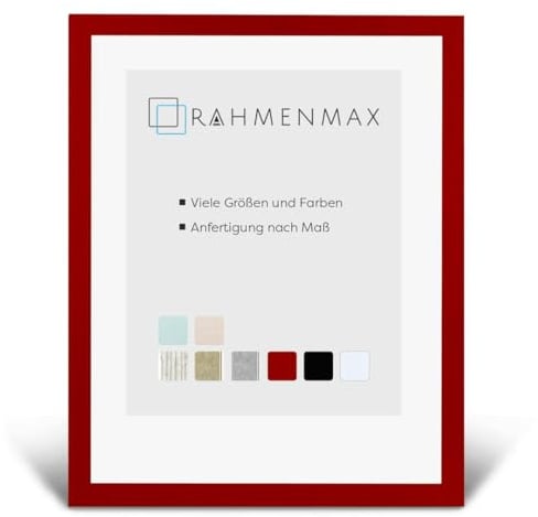 RahmenMax Skane Bilderrahmen Posterrahmen 30x40 cm Standard Formate Rot Ferrarirot RW Weiss Kunstglas Antireflex