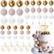 Lukinuo Khaki Ball Kuchen Topper Dekoration 50pcs Boho Kuchen Topper Gras Khaki Weiß Gold Pearl Ball Geburtstag Mini Ballon Kuchen Topper Stick Dekor für Hochzeit Baby Dusche Geburtstag Boho Party