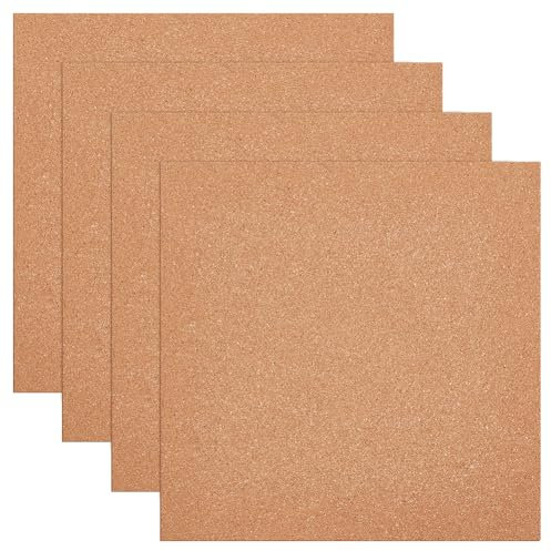 BENECREAT 4 Stück Korkplatte, 30x30cm Quadrat Nicht Klebend Kork Bulletin Board für Notizen, Bilder, Foto, Zimmer Deko, 11.8mm Dick