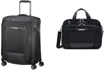 Samsonite Pro-DLX 5 - Spinner S Erweiterbar Handgepäck, 55 cm, 40.5/51.5 L, Schwarz (Black) & Pro-DLX 5-15,6 Zoll Erweiterbar Laptoptasche