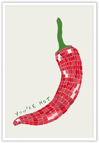 Bittiler Poster auf Leinwand, Discokugel You'Re Hot, Y2K, Pfefferkokette, Party-Kunst, Retro-Stil, 70er-Jahre-Stil, luxuriös, rote Chili-Lebensmittel, mädchenhafte Drucke für Zuhause, Schlafzimmer,