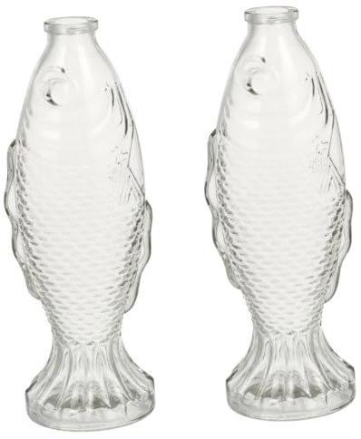 JEWEDECO 2stücke Fischform Glasflasche Dekorative Blumenvase Aus Hochwertigem Glas Mit Korkstopfen Für Tischdekoration Und Blumenarrangements